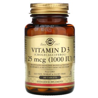 Solgar, ビタミンD3、25mcg（1,000 IU）、180粒