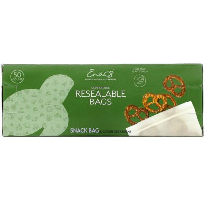 Earth's Natural Alternative, Compostable Resealable Bags, Snack Bag, 50 Count