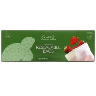 Earth's Natural Alternative, Compostable Resealable Bags, Quart Bag, 40 Count