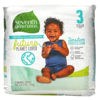 Seventh Generation, 敏感肌にもやさしいおむつ、サイズ3、16～21ポンド、27枚