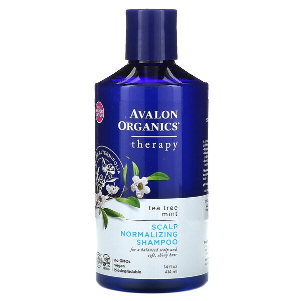 Avalon Organics, スカルプノーマライジングシャンプー、セラピー、ティーツリーミント、414ml(14液量オンス)