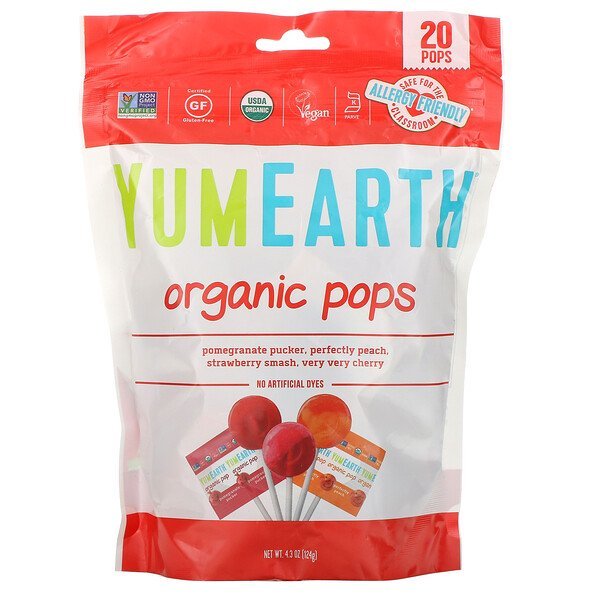 YumEarth, オーガニックポップス、風味各種、20本、4.2 oz (119.1 g)