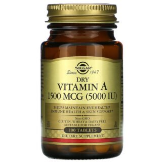 Solgar, ドライビタミンA、1,500mcg（5,000 IU）、100粒