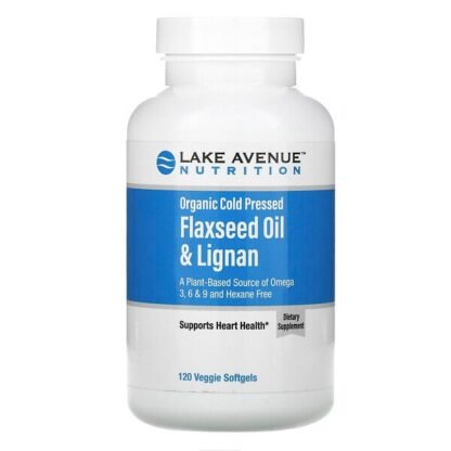 Lake Avenue Nutrition, オーガニックコールドプレス亜麻仁オイル＆リグナン、ヘキサン不使用、ベジソフトジェル120粒