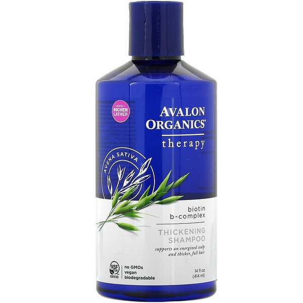 Avalon Organics, シックニングシャンプー、ビオチンBコンプレックス、セラピー、414ml(14液量オンス)