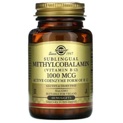 Solgar, 舌下メチルコバラミン（ビタミンB12）、1,000mcg、ナゲット60個