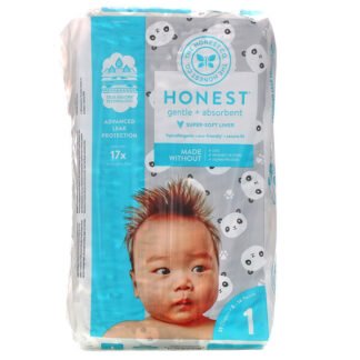 The Honest Company, Honest（オネスト）おむつ、サイズ1、8～14ポンド（3.6～6.4kg）、パンダ柄、35枚
