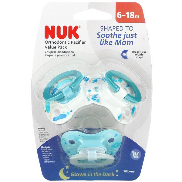 NUK, Value Pack Pacifier, 6-18 Months, Boy, 3 Pack