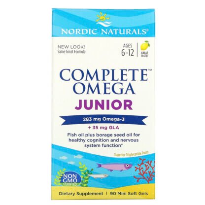 Nordic Naturals, Complete Omega（コンプリートオメガ）ジュニア、6～12歳、レモン味、283mg、ミニソフトジェル90粒