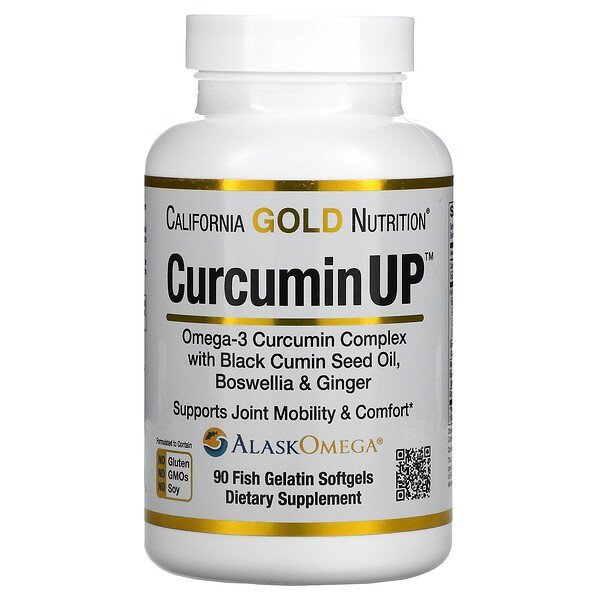 California Gold Nutrition, CurcuminUP(クルクミンアップ)、オメガ3クルクミンコンプレックス、炎症サポート、魚ゼラチンソフトジェル90粒