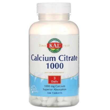 KAL, クエン酸カルシウム1,000、1,000mg、タブレット180粒