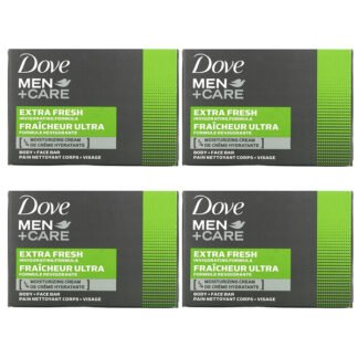 Dove, Men+Care(メン＋ケア)、ボディ＋フェイスバー、エクストラフレッシュ、4個、各113g（4オンス）