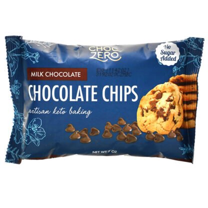 ChocZero, ミルクチョコレートベーキングチップ、砂糖無添加、7オンス（198g）