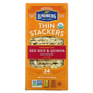 Lundberg, Thin Stackers, Red Rice & Quinoa, Salt-Free, 24 Rice Cakes, 6 o (168 g)