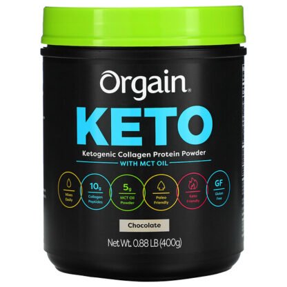 Orgain, Keto, Ketogenic Collagen Powder Powder, Chocolate, 0.88 lb (400 g)