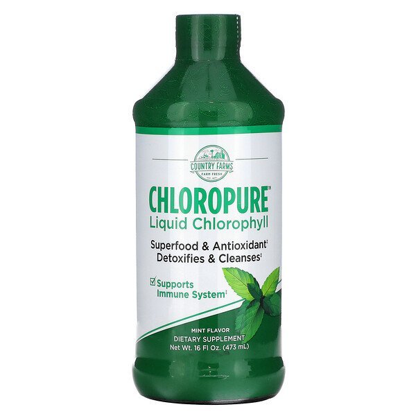 Country Farms, Chloropure Liquid Chlorophyll, Mint Flavor, 16 fl oz (473 ml)
