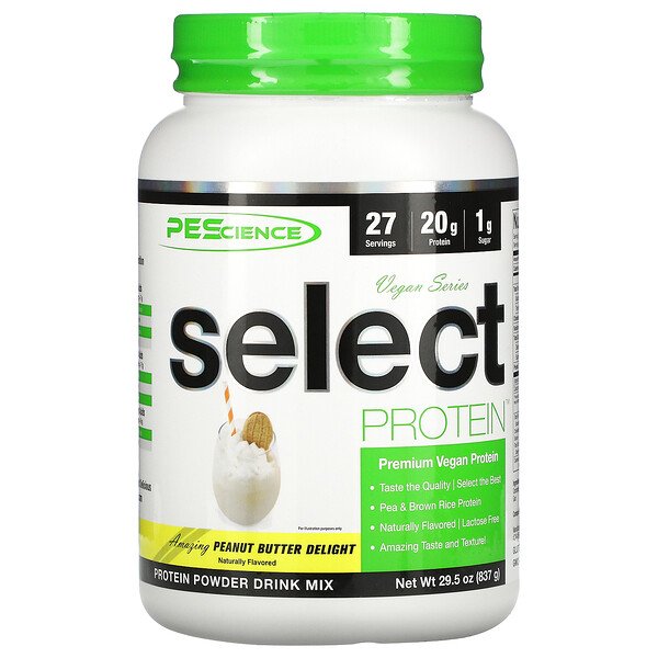 PEScience, Vegan Series Select Protein, Peanut Butter Delight, 2 lbs (218 g)