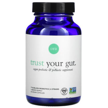 Ora, Trust Your Gut, Vegan Probiotic & Prebiotic Supplement, 60 Vegan Capsules