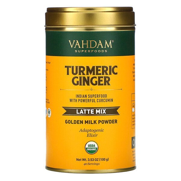 Vahdam Teas, ラテミックス、ターメリックジンジャー、100g(3.53オンス)