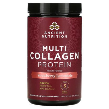 Dr. Axe / Ancient Nutrition, Multi Collagen Protein, Strawberry Lemonade Flavor, 10.1 oz ( 285.6 g)