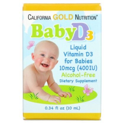California Gold Nutrition, ベビービタミンD3ドロップ、400IU、10ml（0.34液量オンス