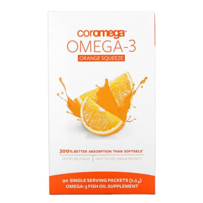 Coromega, オメガ3オレンジスクイーズ、90パケット、各2.5 g