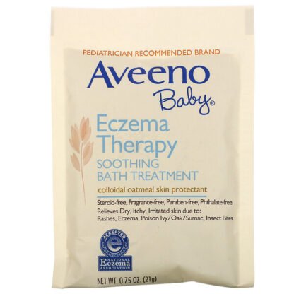 Aveeno, ベビー、湿疹治療、症状を緩和するバストリートメント、無香料、5バスパック、3.75オンス(106 g)