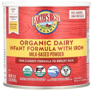 Earth's Best, オーガニック乳製品、鉄分配合乳児用粉ミルク、0～12か月、595g（21オンス）